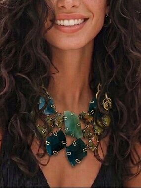 Statement Green BCBG necklace with Gold Hardware